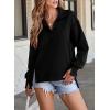 imageSHEWIN Womens Reverse Seam SnapButton Henley Sweatshirt Casual Loose High Low Split Pullover TopsBlack