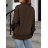 imageSHEWIN Womens Reverse Seam SnapButton Henley Sweatshirt Casual Loose High Low Split Pullover TopsBrown