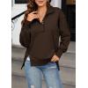 imageSHEWIN Womens Reverse Seam SnapButton Henley Sweatshirt Casual Loose High Low Split Pullover TopsBrown