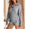 imageSHEWIN Womens Reverse Seam SnapButton Henley Sweatshirt Casual Loose High Low Split Pullover TopsGrey