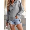 imageSHEWIN Womens Reverse Seam SnapButton Henley Sweatshirt Casual Loose High Low Split Pullover TopsGrey