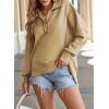 imageSHEWIN Womens Reverse Seam SnapButton Henley Sweatshirt Casual Loose High Low Split Pullover TopsKhaki