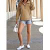 imageSHEWIN Womens Reverse Seam SnapButton Henley Sweatshirt Casual Loose High Low Split Pullover TopsKhaki