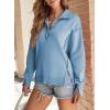 imageSHEWIN Womens Reverse Seam SnapButton Henley Sweatshirt Casual Loose High Low Split Pullover TopsLight Blue