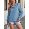imageSHEWIN Womens Reverse Seam SnapButton Henley Sweatshirt Casual Loose High Low Split Pullover TopsLight Blue
