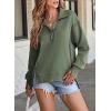 imageSHEWIN Womens Reverse Seam SnapButton Henley Sweatshirt Casual Loose High Low Split Pullover TopsMoss Green