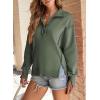 imageSHEWIN Womens Reverse Seam SnapButton Henley Sweatshirt Casual Loose High Low Split Pullover TopsMoss Green