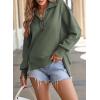 imageSHEWIN Womens Reverse Seam SnapButton Henley Sweatshirt Casual Loose High Low Split Pullover TopsMoss Green