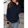 imageSHEWIN Womens Reverse Seam SnapButton Henley Sweatshirt Casual Loose High Low Split Pullover TopsNavy Blue