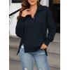 imageSHEWIN Womens Reverse Seam SnapButton Henley Sweatshirt Casual Loose High Low Split Pullover TopsNavy Blue