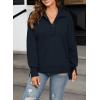 imageSHEWIN Womens Reverse Seam SnapButton Henley Sweatshirt Casual Loose High Low Split Pullover TopsNavy Blue
