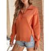 imageSHEWIN Womens Reverse Seam SnapButton Henley Sweatshirt Casual Loose High Low Split Pullover TopsOrange