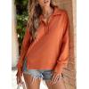 imageSHEWIN Womens Reverse Seam SnapButton Henley Sweatshirt Casual Loose High Low Split Pullover TopsOrange