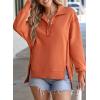 imageSHEWIN Womens Reverse Seam SnapButton Henley Sweatshirt Casual Loose High Low Split Pullover TopsOrange