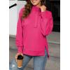 imageSHEWIN Womens Reverse Seam SnapButton Henley Sweatshirt Casual Loose High Low Split Pullover TopsRose Red