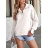 imageSHEWIN Womens Reverse Seam SnapButton Henley Sweatshirt Casual Loose High Low Split Pullover TopsWhite