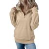 imageSHEWIN Womens Sweatshirt Casual Long Sleeve Half Zip Pullover Lightweight Sweatshirts Tops Fall Fashion Outfits 2025Khaki