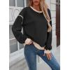 imageSHEWIN Womens Sweatshirt Casual Long Sleeve Lightweight Crewneck Sweatshirts Loose Solid Contrast Trim Pullover TopsBlack
