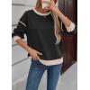 imageSHEWIN Womens Sweatshirt Casual Long Sleeve Lightweight Crewneck Sweatshirts Loose Solid Contrast Trim Pullover TopsBlack