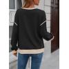 imageSHEWIN Womens Sweatshirt Casual Long Sleeve Lightweight Crewneck Sweatshirts Loose Solid Contrast Trim Pullover TopsBlack