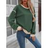 imageSHEWIN Womens Sweatshirt Casual Long Sleeve Lightweight Crewneck Sweatshirts Loose Solid Contrast Trim Pullover TopsBlackish Green