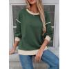 imageSHEWIN Womens Sweatshirt Casual Long Sleeve Lightweight Crewneck Sweatshirts Loose Solid Contrast Trim Pullover TopsBlackish Green