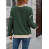 imageSHEWIN Womens Sweatshirt Casual Long Sleeve Lightweight Crewneck Sweatshirts Loose Solid Contrast Trim Pullover TopsBlackish Green