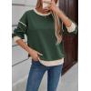 imageSHEWIN Womens Sweatshirt Casual Long Sleeve Lightweight Crewneck Sweatshirts Loose Solid Contrast Trim Pullover TopsBlackish Green