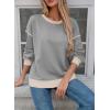 imageSHEWIN Womens Sweatshirt Casual Long Sleeve Lightweight Crewneck Sweatshirts Loose Solid Contrast Trim Pullover TopsGrey