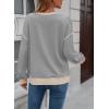 imageSHEWIN Womens Sweatshirt Casual Long Sleeve Lightweight Crewneck Sweatshirts Loose Solid Contrast Trim Pullover TopsGrey