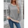 imageSHEWIN Womens Sweatshirt Casual Long Sleeve Lightweight Crewneck Sweatshirts Loose Solid Contrast Trim Pullover TopsGrey
