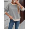 imageSHEWIN Womens Sweatshirt Casual Long Sleeve Lightweight Crewneck Sweatshirts Loose Solid Contrast Trim Pullover TopsGrey