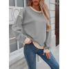 imageSHEWIN Womens Sweatshirt Casual Long Sleeve Lightweight Crewneck Sweatshirts Loose Solid Contrast Trim Pullover TopsGrey