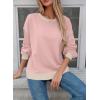imageSHEWIN Womens Sweatshirt Casual Long Sleeve Lightweight Crewneck Sweatshirts Loose Solid Contrast Trim Pullover TopsPink