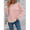 imageSHEWIN Womens Sweatshirt Casual Long Sleeve Lightweight Crewneck Sweatshirts Loose Solid Contrast Trim Pullover TopsPink