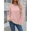 imageSHEWIN Womens Sweatshirt Casual Long Sleeve Lightweight Crewneck Sweatshirts Loose Solid Contrast Trim Pullover TopsPink