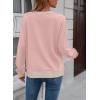 imageSHEWIN Womens Sweatshirt Casual Long Sleeve Lightweight Crewneck Sweatshirts Loose Solid Contrast Trim Pullover TopsPink
