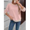 imageSHEWIN Womens Sweatshirt Casual Long Sleeve Lightweight Crewneck Sweatshirts Loose Solid Contrast Trim Pullover TopsPink