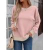 imageSHEWIN Womens Sweatshirt Casual Long Sleeve Lightweight Crewneck Sweatshirts Loose Solid Contrast Trim Pullover TopsPink