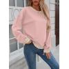 imageSHEWIN Womens Sweatshirt Casual Long Sleeve Lightweight Crewneck Sweatshirts Loose Solid Contrast Trim Pullover TopsPink
