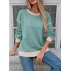 imageSHEWIN Womens Sweatshirt Casual Long Sleeve Lightweight Crewneck Sweatshirts Loose Solid Contrast Trim Pullover TopsSoft Aqua