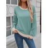 imageSHEWIN Womens Sweatshirt Casual Long Sleeve Lightweight Crewneck Sweatshirts Loose Solid Contrast Trim Pullover TopsSoft Aqua