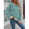 imageSHEWIN Womens Sweatshirt Casual Long Sleeve Lightweight Crewneck Sweatshirts Loose Solid Contrast Trim Pullover TopsSoft Aqua