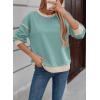 imageSHEWIN Womens Sweatshirt Casual Long Sleeve Lightweight Crewneck Sweatshirts Loose Solid Contrast Trim Pullover TopsSoft Aqua