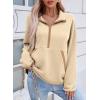 imageSHEWIN Womens Sweatshirt Lightweight Mock Neck sweatshirt Sweatshirts for Women Half Zip Pullover Fall Clothes for Women 2025Beige