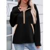 imageSHEWIN Womens Sweatshirt Lightweight Mock Neck sweatshirt Sweatshirts for Women Half Zip Pullover Fall Clothes for Women 2025Black