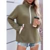 imageSHEWIN Womens Sweatshirt Lightweight Mock Neck sweatshirt Sweatshirts for Women Half Zip Pullover Fall Clothes for Women 2025Green