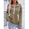 imageSHEWIN Womens Sweatshirt Lightweight Mock Neck sweatshirt Sweatshirts for Women Half Zip Pullover Fall Clothes for Women 2025Green