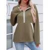 imageSHEWIN Womens Sweatshirt Lightweight Mock Neck sweatshirt Sweatshirts for Women Half Zip Pullover Fall Clothes for Women 2025Green