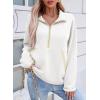 imageSHEWIN Womens Sweatshirt Lightweight Mock Neck sweatshirt Sweatshirts for Women Half Zip Pullover Fall Clothes for Women 2025White